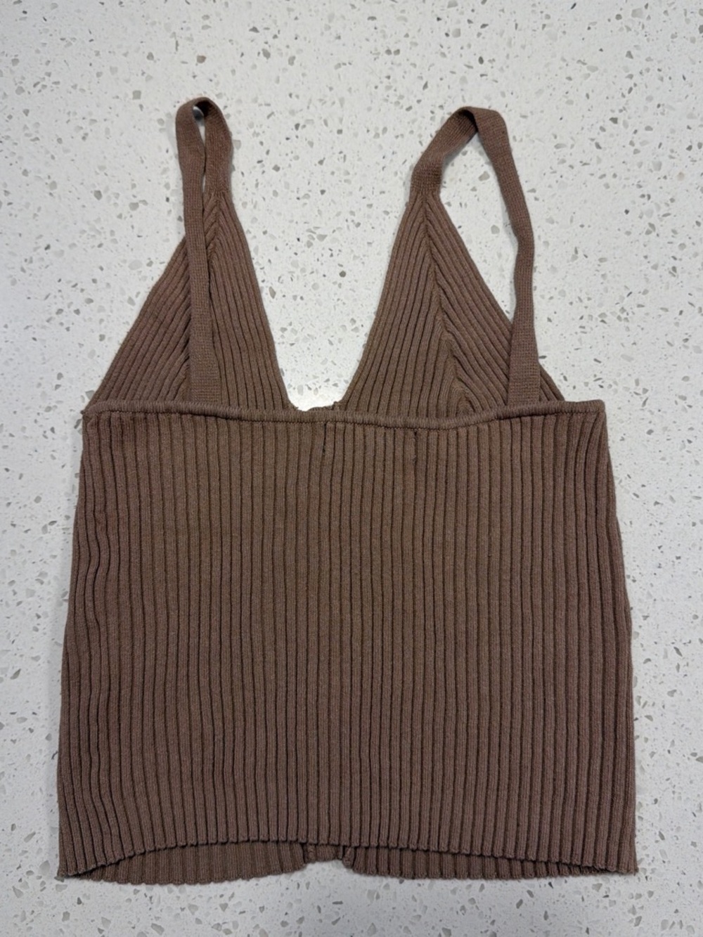 Tan Ribbed Button-Front Knit Tank Top - Picture 2 of 2